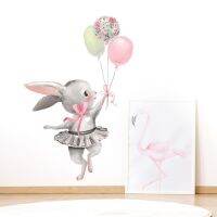 AGANESS สีน้ำ3d Diy สร้างสรรค์สติ๊กเกอร์กระต่ายพื้นหลังโซฟาภาพวาดสติกเกอร์ตกแต่งผนังสติกเกอร์ติดผนังสีเทา