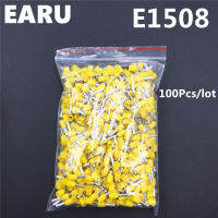 100Pcs E1508 หลอดฉนวนฉนวน Terminal 1.5MM2 16AWG สายเชื่อมต่อสายไฟฉนวน CRIMP E สีดำสีเหลืองสีฟ้าสีแดงสีเขียว-Jiieu