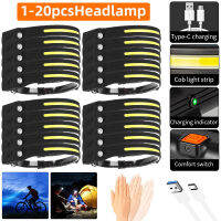 1-20PCS Induction Headlamp COB LED Head Lamp USB Rechargeable Flashlight 4 Modes Lighting Work Head Torch For Fishing Lantern