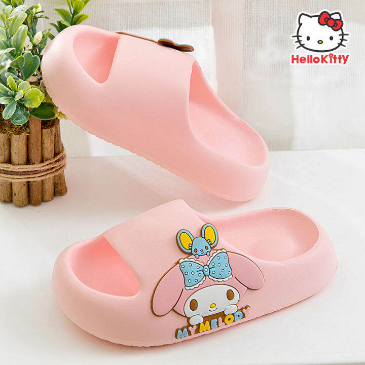 kuromi-mymelody-การ์ตูน-flip-flops-เด็กแมวเหมียวซินนาโมรอลสำหรับเด็กผู้ชายเด็กเล็กเด็กผู้หญิงสไลด์ฤดูร้อนใหม่กันลื่นในบ้านห้องน้ำพื้นนิ่มรูปการ์ตูนน่ารักรองเท้าแตะชายหาดเสื้อนอก0000