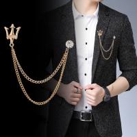 【YF】 New Metal Brooch Tassel Chain Badge British Mens Shirt Collar Pins Fashion Jewelry Accessories