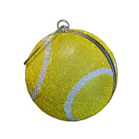 Tennis Shaped Clutch Bags Rhinestones Evening Purse Glitter Ball Handbag Shoulder Dinner Bag Street Sport Style