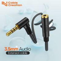 3.5mm trrs Extension Cable Male to Female Audio Stereo Cable Right Angle Auxiliary HiFi Cable for Headphone Microphone PC 10 FT