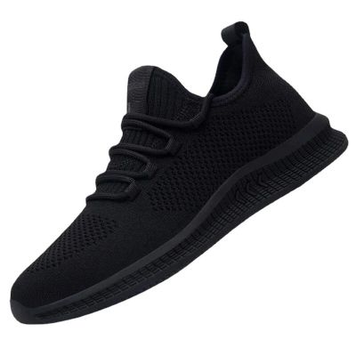 Mens 2023 new knitted solid color breathable running shoes sports shoes mens mesh casual all-match shoes men