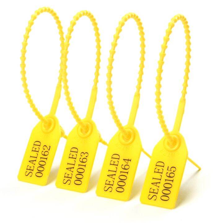 100pcs Security Tags Plastic Tamper Seals, Zip Ties for Fire Extinguishers Pull Tite Security