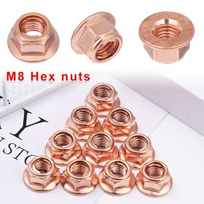 12Pcs M8 Copper Flashed Exhaust Manifold Nut 8mm Nuts High Temperature Nuts High Quality Hex Manifold Tool Nails  Screws Fasteners