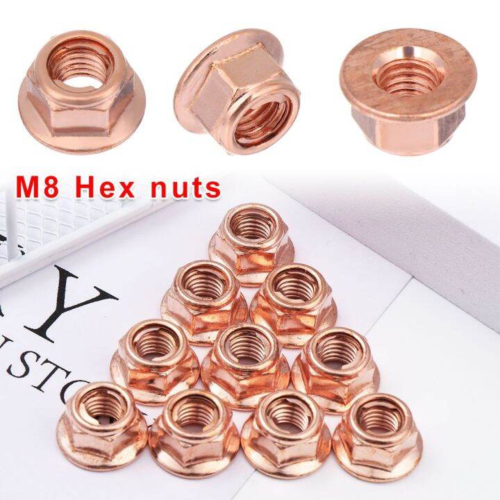 12pcs-m8-copper-flashed-exhaust-manifold-nut-8mm-nuts-high-temperature-nuts-high-quality-hex-manifold-tool-nails-screws-fasteners