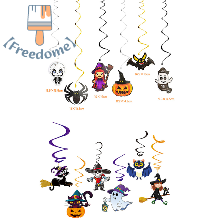 freedome-6-12ชิ้นปาร์ตี้ฮาโลวีนค้างคาวฟักทองแม่มดจี้เกลียวของห้างสรรพสินค้าเทศกาลปาร์ตี้เพดานหมุนเกลียวของตกแต่งแขวน-diy