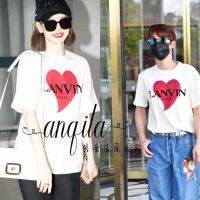 COD Langfan Love Heart Print Short-Sleeved Womens Valentines Day Top Letter T-Shirt Men Women_01