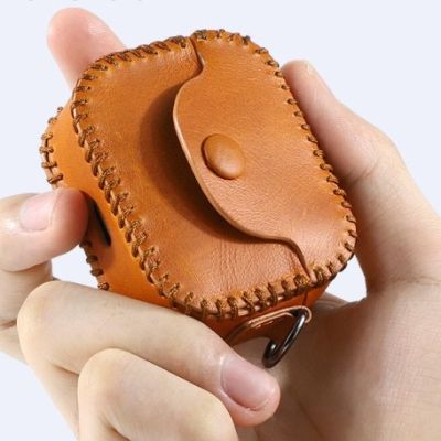 ~ (มีให้เลือก 3 สี)For AirPods Pro เคส,Genuine Leather Case Shockproof with metal buckle