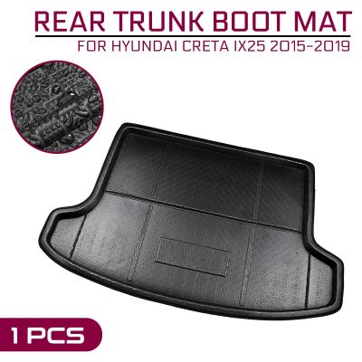 แผ่นปูพื้นรถ Cargo Liner Boot ถาดด้านหลัง Trunk Cover Matt พรมสำหรับ Hyundai Creta Ix25 2015 2016 2017 2018 2019 Kick Pad