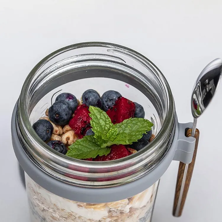 Overnight Oats Jars with Lid and Spoon 10 Oz 300ml Oatmeal