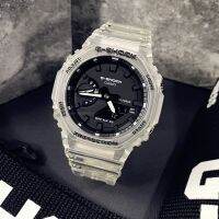 G-SHOCK GA-2100 แปดเหลี่ยมบริสุทธิ์สีดำคาร์บอนไฟเบอร์นาฬิกานักเรียน, จอแสดงผลคู่กีฬานาฬิกาผู้ชาย