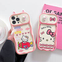 เคสโทรศัพท์ซิลิโคนนิ่มลายการ์ตูนน่ารัก3D Hello Kitty เคสโทรศัพท์มือถือพร้อมอุปกรณ์ป้องกันเลนส์กล้องถ่ายรูปที่สามารถเคลื่อนย้ายได้สำหรับ iPhone 14 Pro Max 14 Plus 13 Pro Max เคสด้านหลังสำหรับ iPhone 12 Pro Max 11