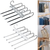 5 Layers Pants Rack Clothes Hanger Non-Slip Closet Wardrobe Clothes Organizer Rack for Scarf Ties Jeans Trousers