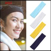 ANQII 1PC แฟชั่น เครื่องประดับผม หมวกโยคะ ฟิตเนส สีทึบ ที่คาดผมสำหรับเล่นกีฬา ยางยืด ที่คาดผมโยคะ