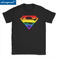เสื้อยืดพิมพ์ลายแฟชั่นเสื้อยืดแขนสั้น คอกลม พิมพ์ลาย Super Queer s Rainbow Gay Lesbian Pride LGBTQ LGBT สไตล์วินเทจ สําห