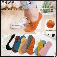 PANP 10คู่/ชุดรองเท้าแตะตาข่ายสีทึบหุ้มข้อถุงเท้าล่องหนถุงเท้าผู้ชายซิลิโคนกันลื่นฤดูใบไม้ผลิฤดูร้อน