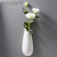 Modern White Ceramic WallMounted Planter Vase Tear Drop Shaped Artificial Plant Pot Hanging Wedding Decoration Vase