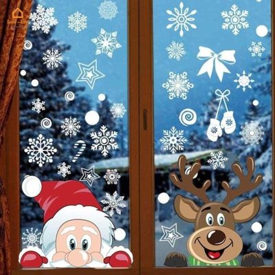 [Precious] Christmas Self Adhesive Static Window Stickers/ Santa Claus Elk Glass Decals Decoration