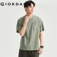 GIORDANO ผู้ชาย เสื้อยืดคอกลมแขนสั้นคอกลมปักลายหมีผ้าฝ้ายถัก Free Shipping 01023439