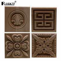 Decorative Fashion Floral Wood Carved Decal Corner Appliques Frame Wall Doors Furniture Woodcarving Wooden Figurines Crafts Home