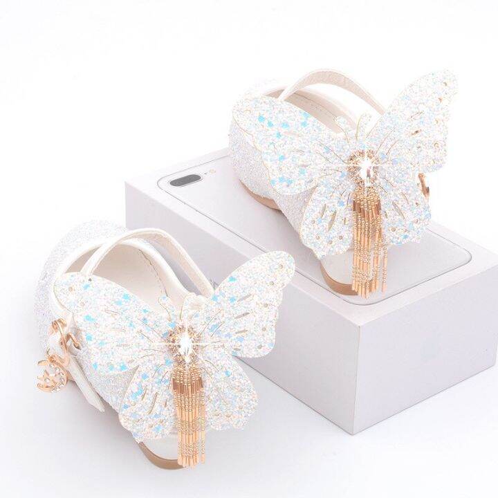 new-kids-leather-shoes-fashion-fringed-butterfly-knot-girls-princess-shoes-casual-glitter-children-high-heel-student-dance-shoes