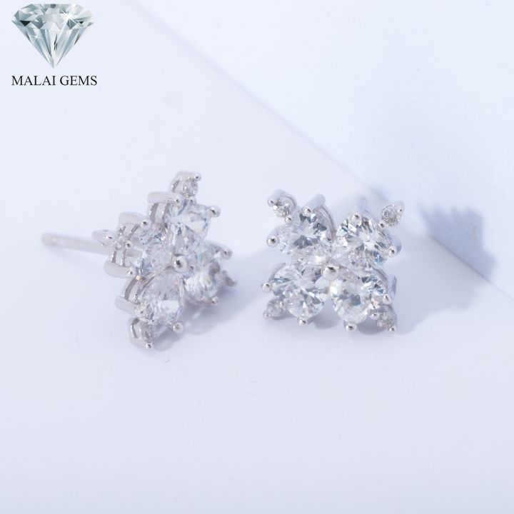 malai-gems-ต่างหูเพชร-เงินแท้-silver-925-เพชรสวิส-cz-เคลือบทองคำขาว-รุ่น-155-e016-36แถมกล่อง-ต่างหูcz-ต่างหูเงินแท้-ต่าง