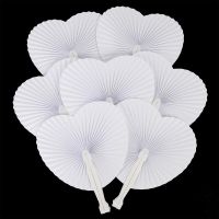 6pcs Wedding Favor Decorative Paper Fan White Blank DIY Heart Shape Folding Fan Birthday Party Baby Shower Decoration Supplies