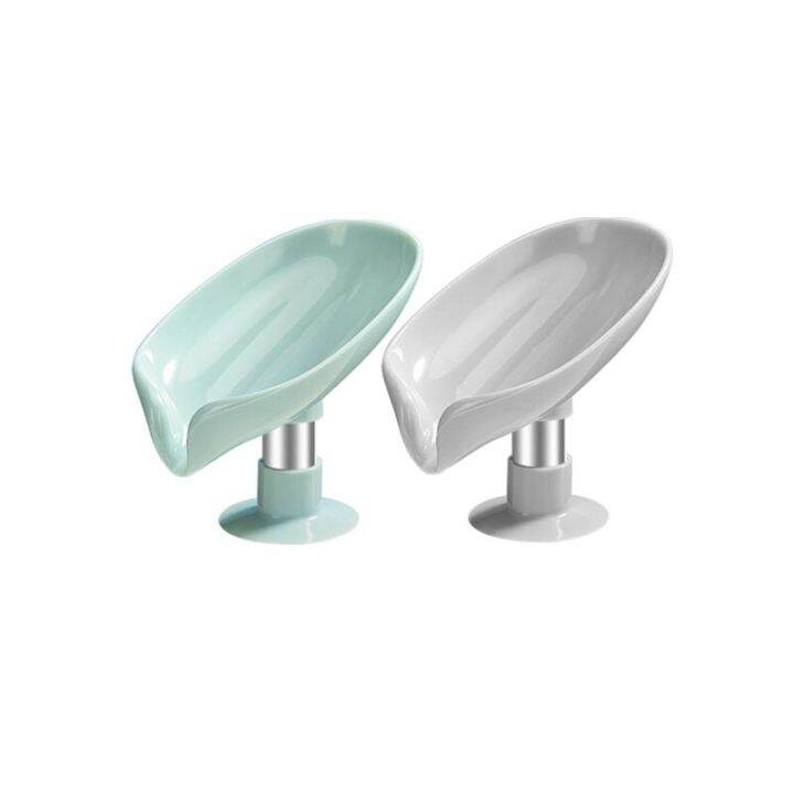 leaf-shape-soap-boxes-drain-suction-cup-laundry-soap-holder-home-portable-creative-sponge-storage-tray-bathroom-supplies-gadgets-soap-dishes