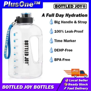 Bottled Joy 2.5L Water Bottle, BPA Free Large Water Bottle Hydration with Motivational Time Marker Reminder Leak-Proof Drinking Big Water Jug for