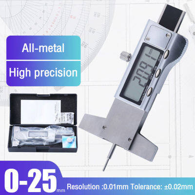 0.01Mm Digital Tread Depth Gauge 0-25Mm LCD สแตนเลสยาง Tread Depth Gauge Caliper Tread ไม้บรรทัดเมตริกนิ้ว Interchange