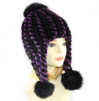 New Arrival Genuine real natural knitted Mink Fur Hat Cap women hand made knit Fashion Winter Headgear Berets Ear Flaps