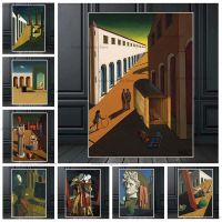 บทคัดย่อ Vintage Giorgio De Chirico Giclee โปสเตอร์งานศิลปะภาพวาดผ้าใบพิมพ์ภาพผนังศิลปะห้องนั่งเล่นตกแต่งบ้าน Gift