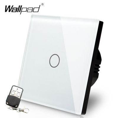 ◕♕❁ EU UK Dimmer Remote 110V-250V Wallpad White Glass Touch RF433 1 Gang Dimmer For LED Wireless Remote Wall Switch Free Shipping