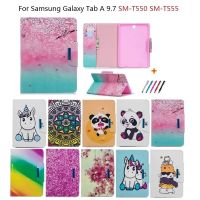 Unicorn Panda Tablet Case For Samsung Galaxy Tab A 9.7 SM-T550 T555 2015 Wallet Shell +Pen For Samsung Tab A 9 7 Case Cover Caqa Cases Covers