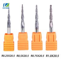 4ชิ้นล็อต Tapered Ball Nose End Mill D4 * 20.5 * 50L * 2F HRC55 Solid Carbide เคลือบกรวย Cnc Milling Cutter แกะสลักบดบิต