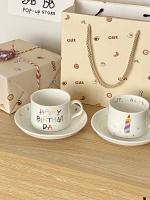 High-end Birthday gift for girls Practical Korean blogger with the same ceramic coffee cup and saucer as a gift High-value cute tableware