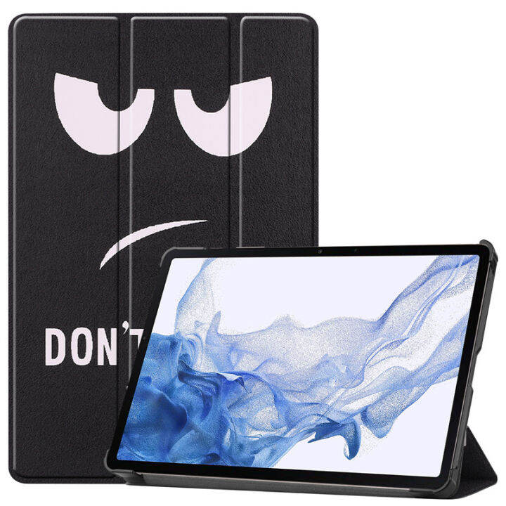 casing-tablet-สำหรับซัมซุงกาแล็กซีแท็บ-s9-11-2023-x710-x716b-เคสหนัง-pu-pc-แข็งแบบบางพับได้เคสแบบพับปิดได้เพ้นท์สีอัจฉริยะ