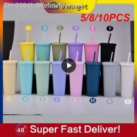 ❈✾◕ rfefefewfeerew Copo de palha plástico camada dupla com tampa caneca água fosco BPA Free garrafa Leakproof suco café leite 24oz 5 Pcs 8 10Pcs