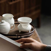 De Hua ivory white porcelain filter screen pure white ceramic tea filter screen Kung Fu tea set filter leakage set accessories