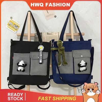 【hot sale】☁ C16 【HWQ】2022 New Style Panda Daisy Canvas Bag Female ins Mori Series Versatile One-Shoulder bag Student Class Tote Messenger