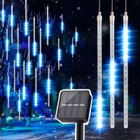 Outdoor Christmas Light Solar Meteor Shower Rain Light Solar Powered Icicle Raindrop Snow Falling Light for Garden Patio Holiday