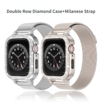 Diamond Case Milanese สำหรับ Band 8 7 6 5 4 SE Milanese Loop สำหรับ 45มม. 44มม. 40มม. 41มม. Series อุปกรณ์เสริม