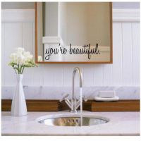 30x7cm English Slogan You Are Beautiful Wall Sticker Toilet Mirror Decorative Restaurant Kitchen Commercial Place Wall Sticker