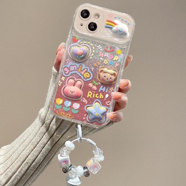 เคสโทรศัพท์มือถือกระจก-ลายกระต่ายหมี-หลากสี-สําหรับ-iphone-12-13-14-7-8-se2020-xr-xs