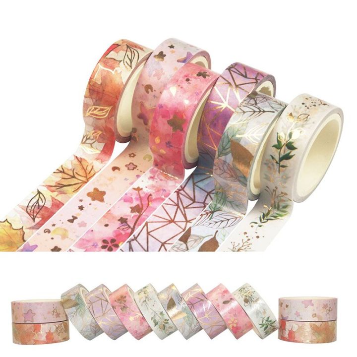 6 Pcs/Set Gold Foil Washi Tape Flower Plant Masking Tape Decorative  Adhesive Tape Sticker Scrapbooking Diary Planner Stationery | Lazada Ph