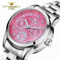 FNGEEN Pink Ladies Watch Skeleton Automatic Mechanica Rhinestone Luxury Women Watches Girl Crystal Reloje Mujer Montre Femme