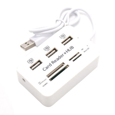 1 Piece 3 Port USB HUB 2.0 Splitter Combo Card Reader 7 in 1 Portable Support TF SD M2 SDHC Card Read Write