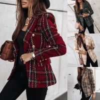 Ladies Plaid Blazer 2022 Women Spring-Autumn Vintage Tweed Suits Jackets Office Ladies Chic Slim Blazers Girls Tassel Tops Coat